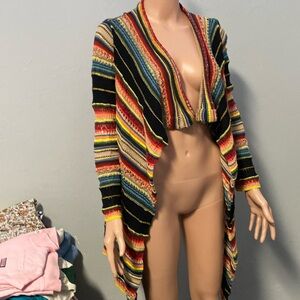 POLO RALPH LAUREN Serape Crochet Mulberry Silk Linen Sweater Size Small